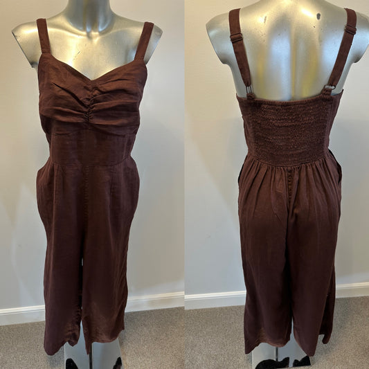 Fat face brown jumpsuit with pockets size 10