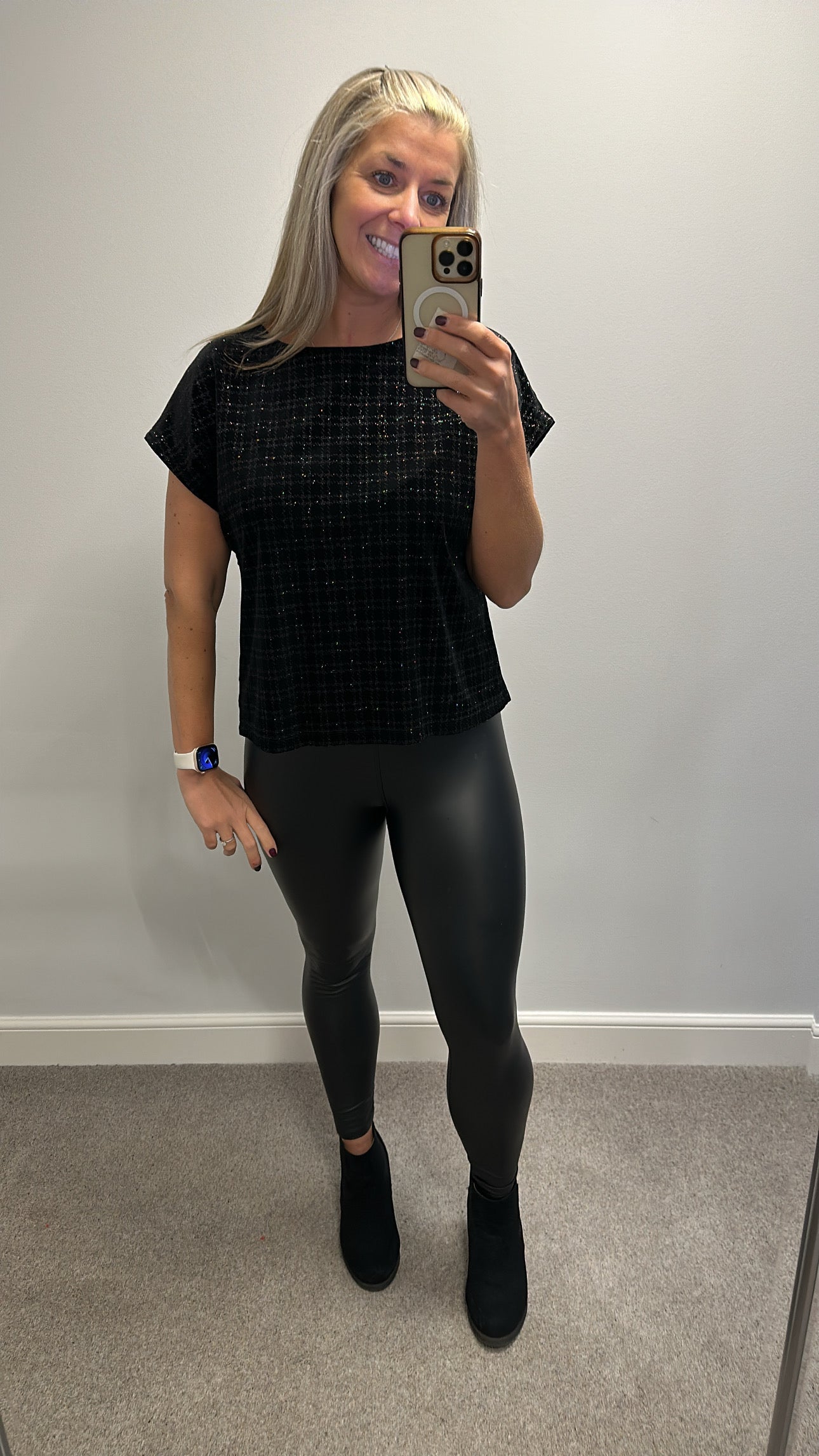 Next black velvet shimmer top size 16 petite