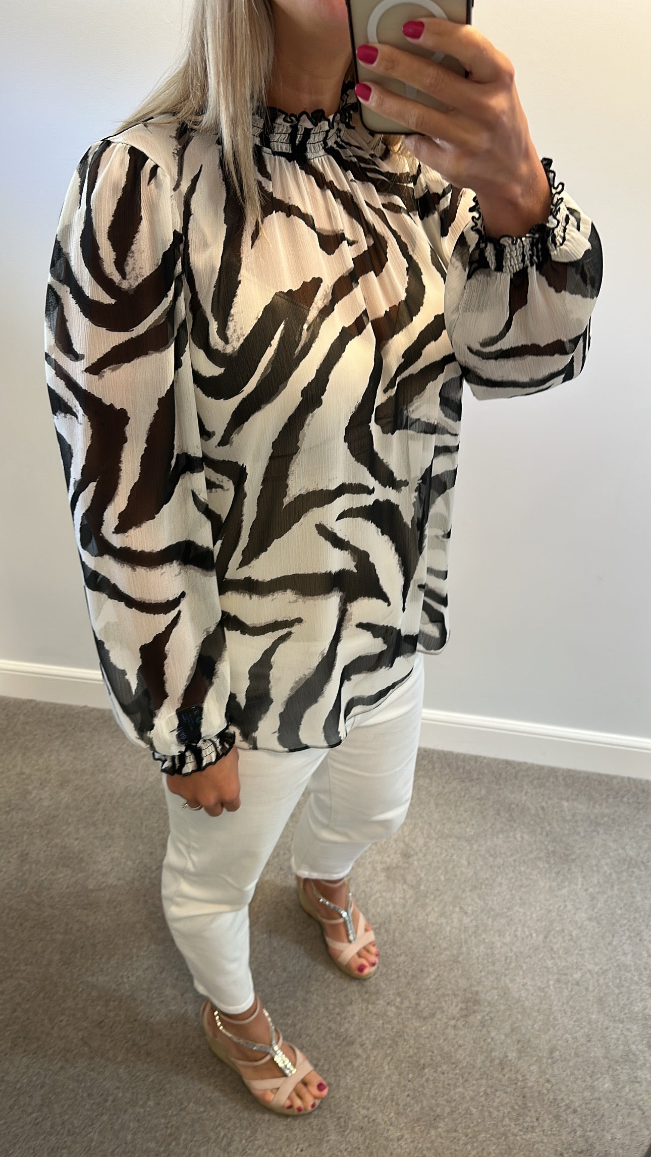 Friends like these black and white sheer top size 16