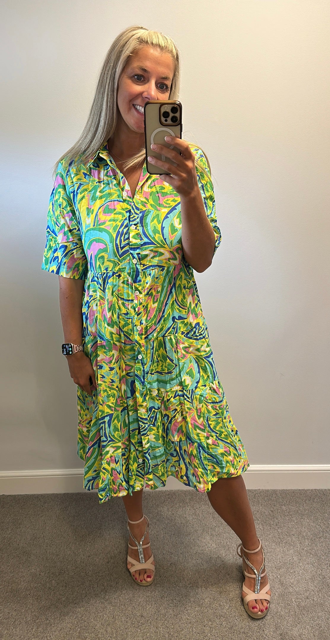 Zara multi coloured shirt dress size L would fit upto size 16