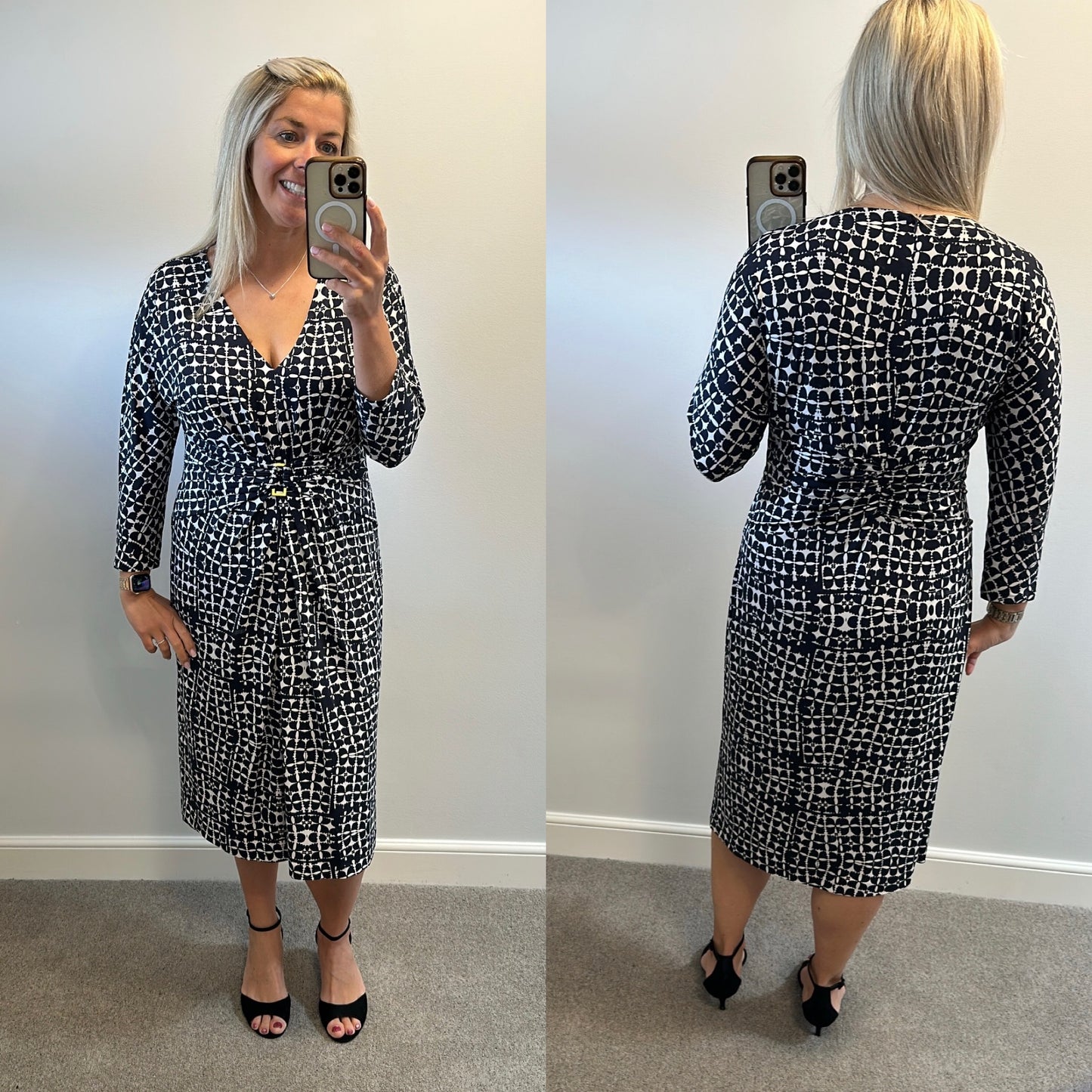 Fenn Wright Manson navy print dress size 16