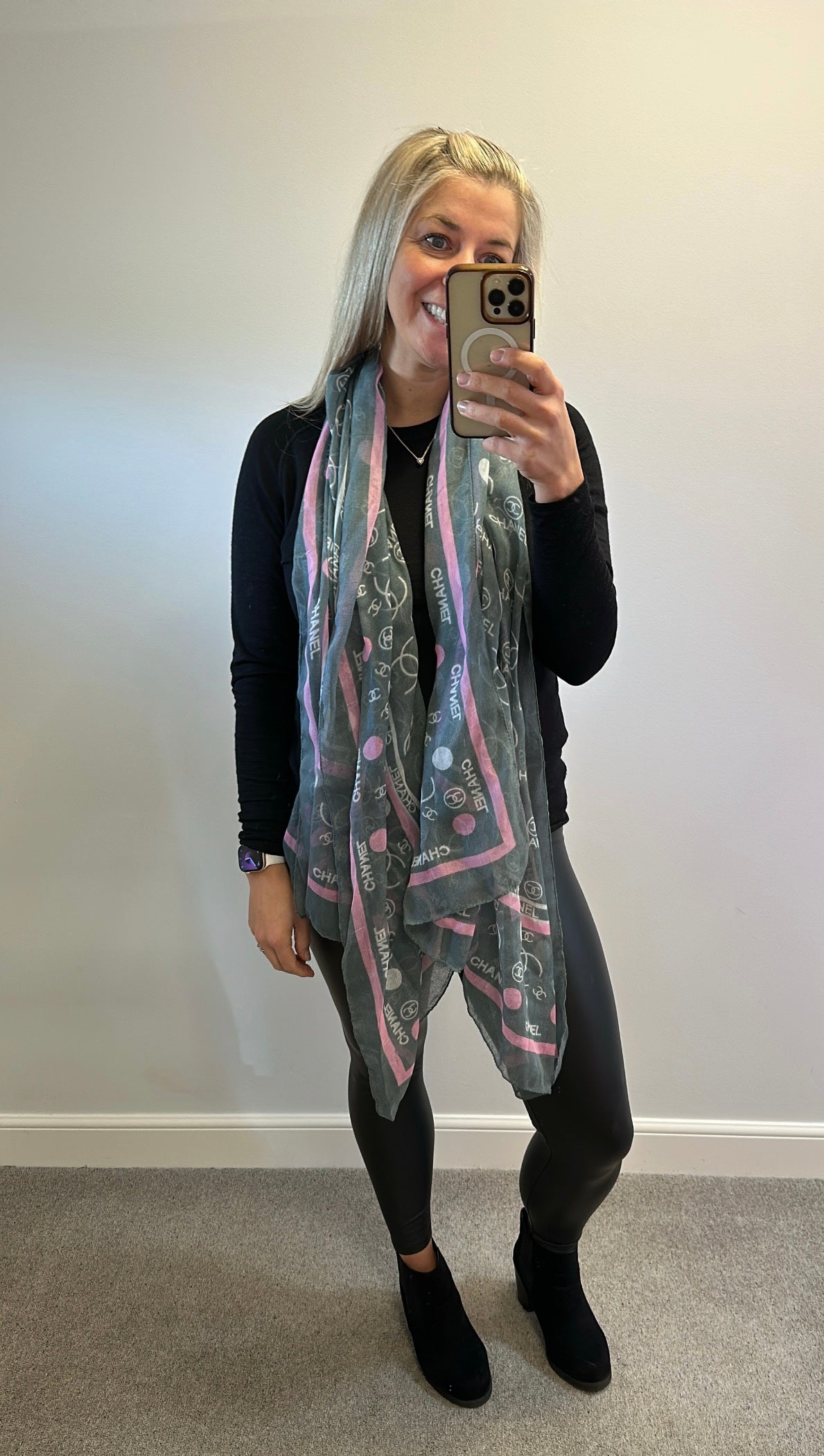 Grey and pink inspired scarf