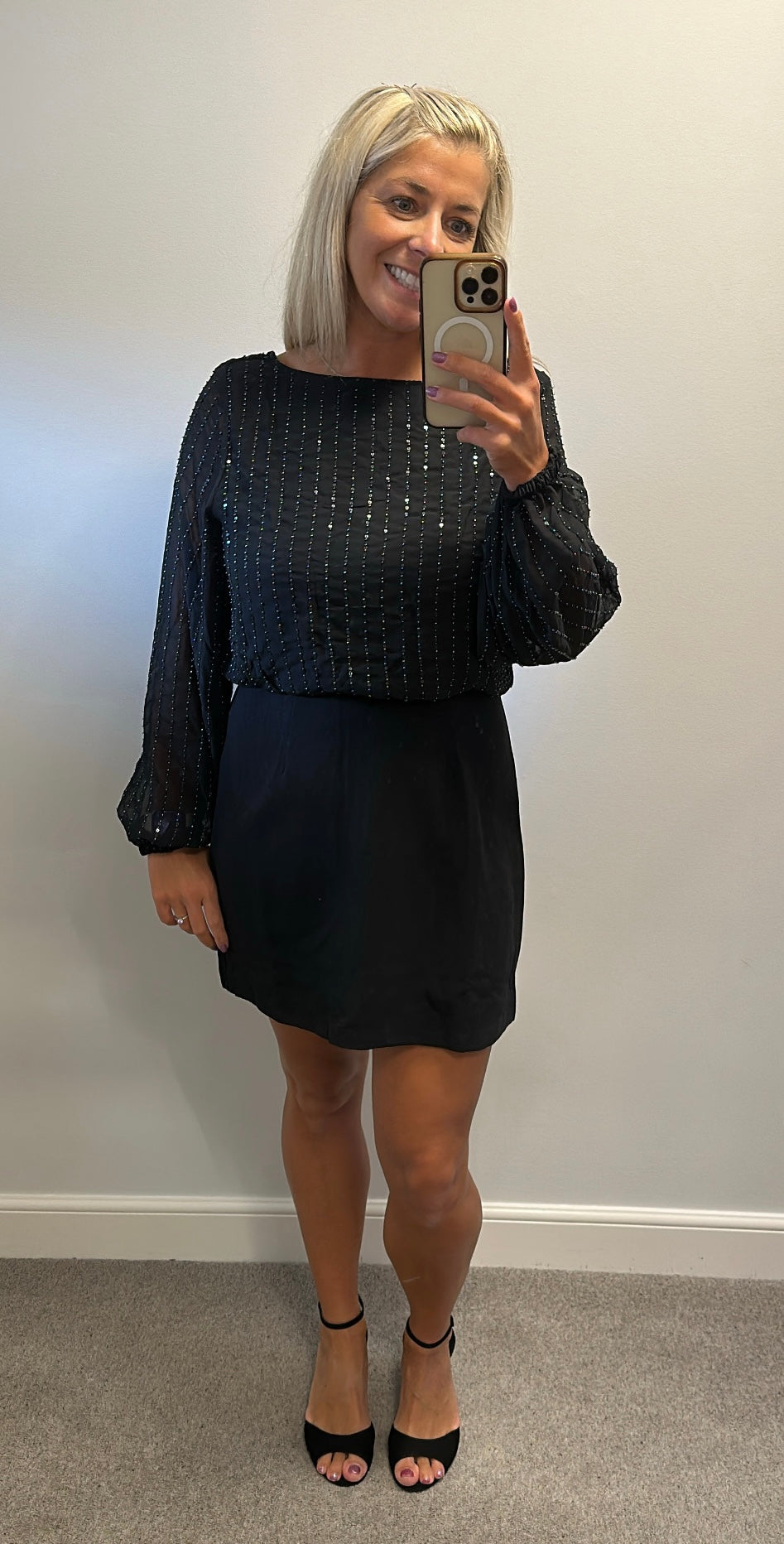 French connection black sequin dress size 14