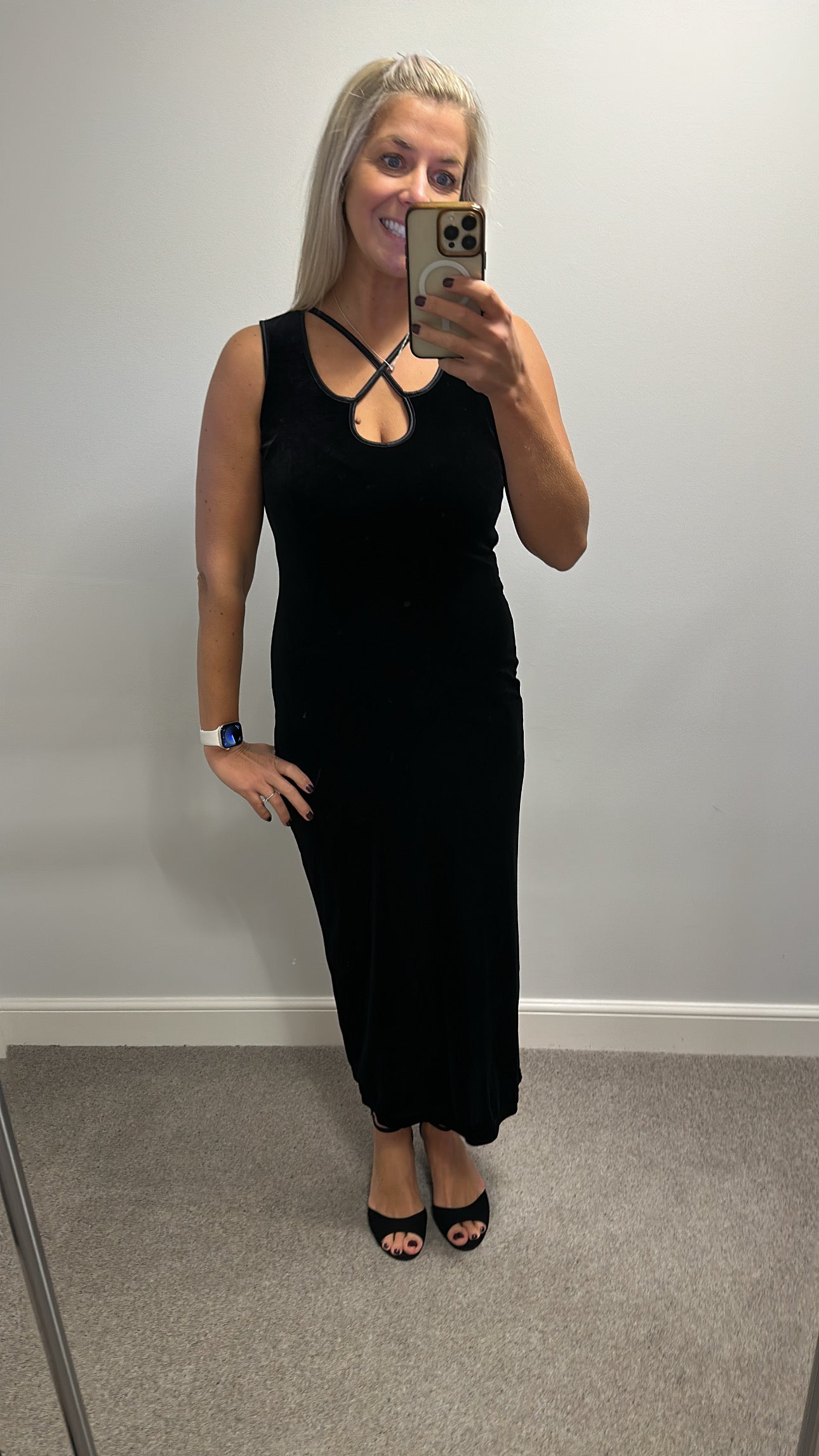 Long black velvet dress size 10 - 12