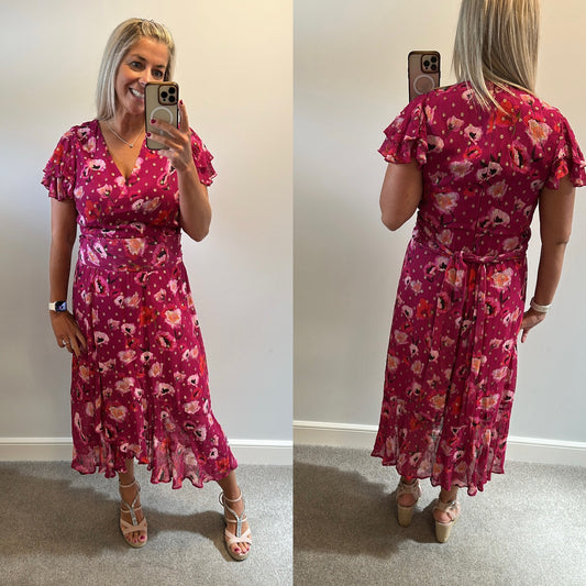 Phase eight purple floral print dress size 12