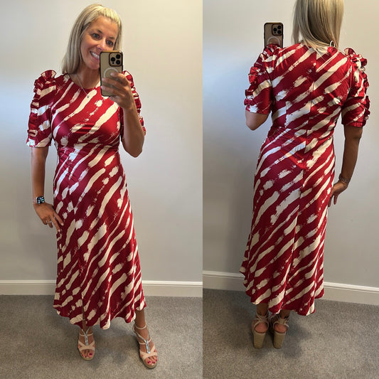 Girl in mind burgundy red print dress size 10 brand new with tags