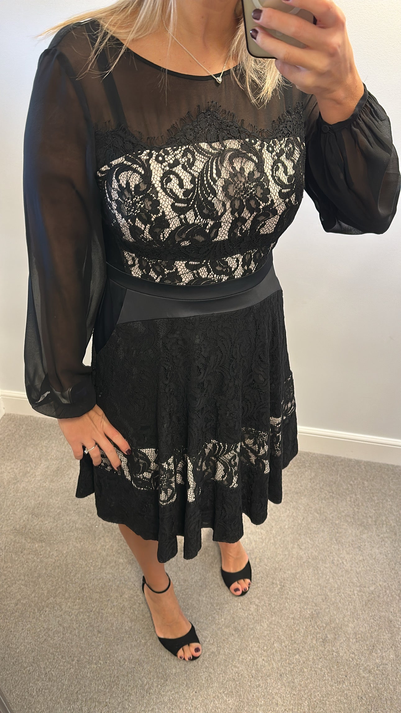 Coast black lace dress size 12