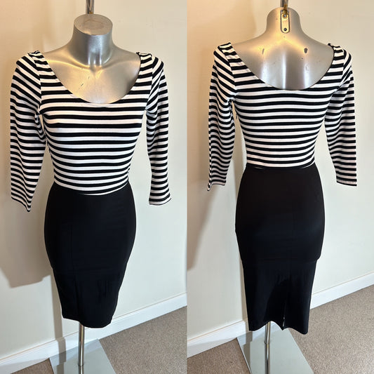 Collectif black and white bodycon dress size 10 brand new with tags