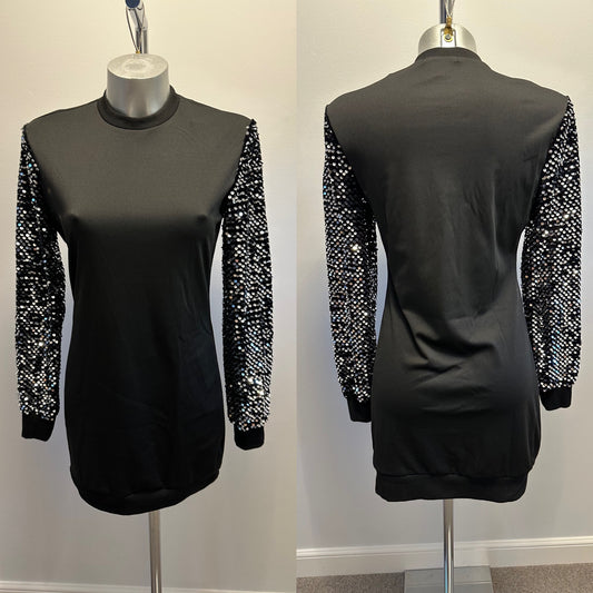 CBR black sequin mini dress / top size M would fit upto small size 12 brand new with tags