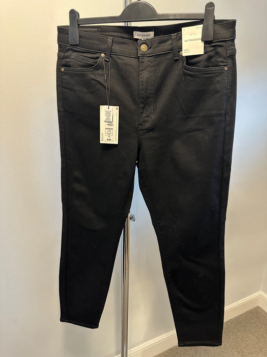 Autograph black skinny high rise jeans brand new with tags size 16