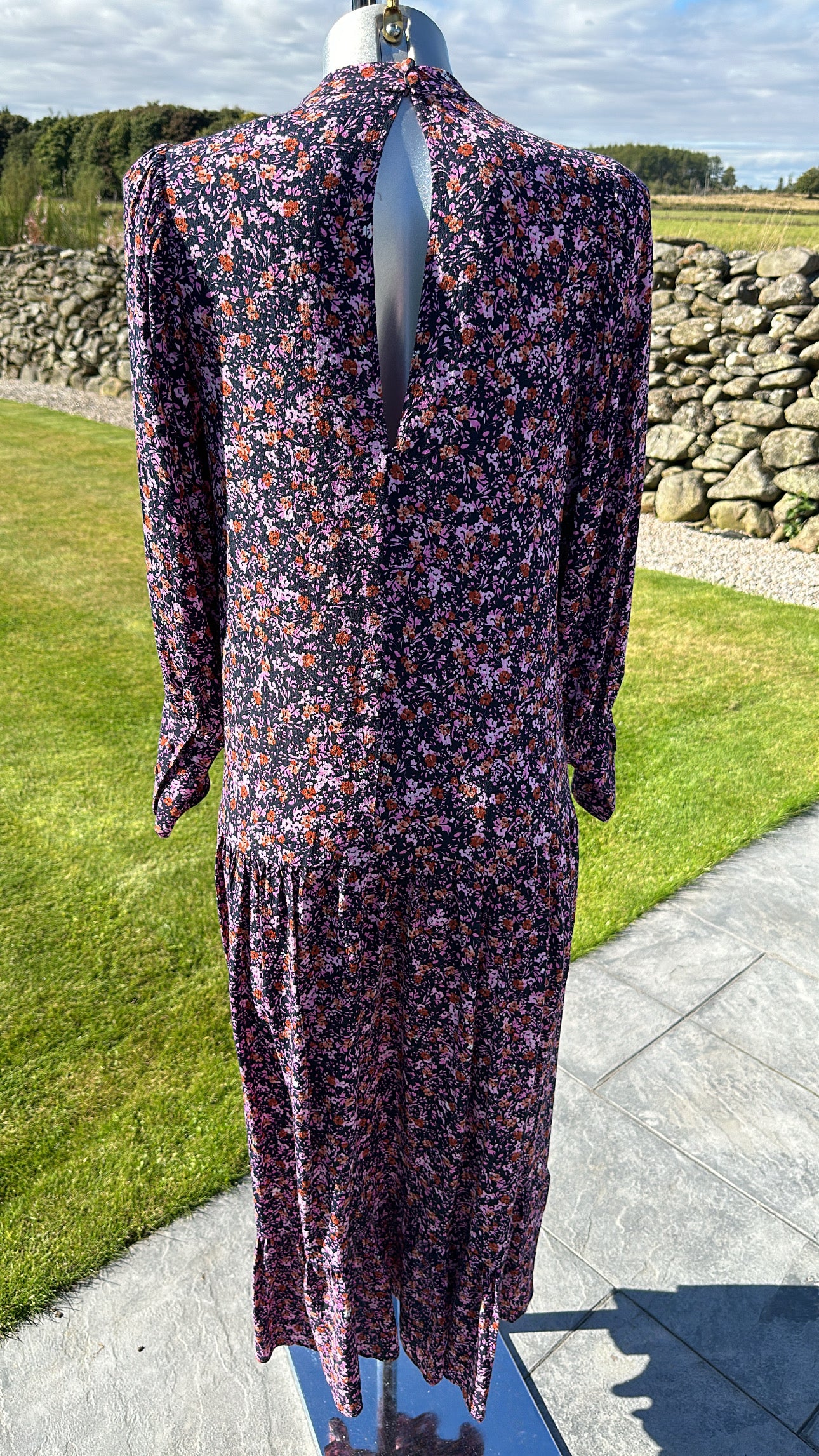 Topshop navy floral midi dress size 8