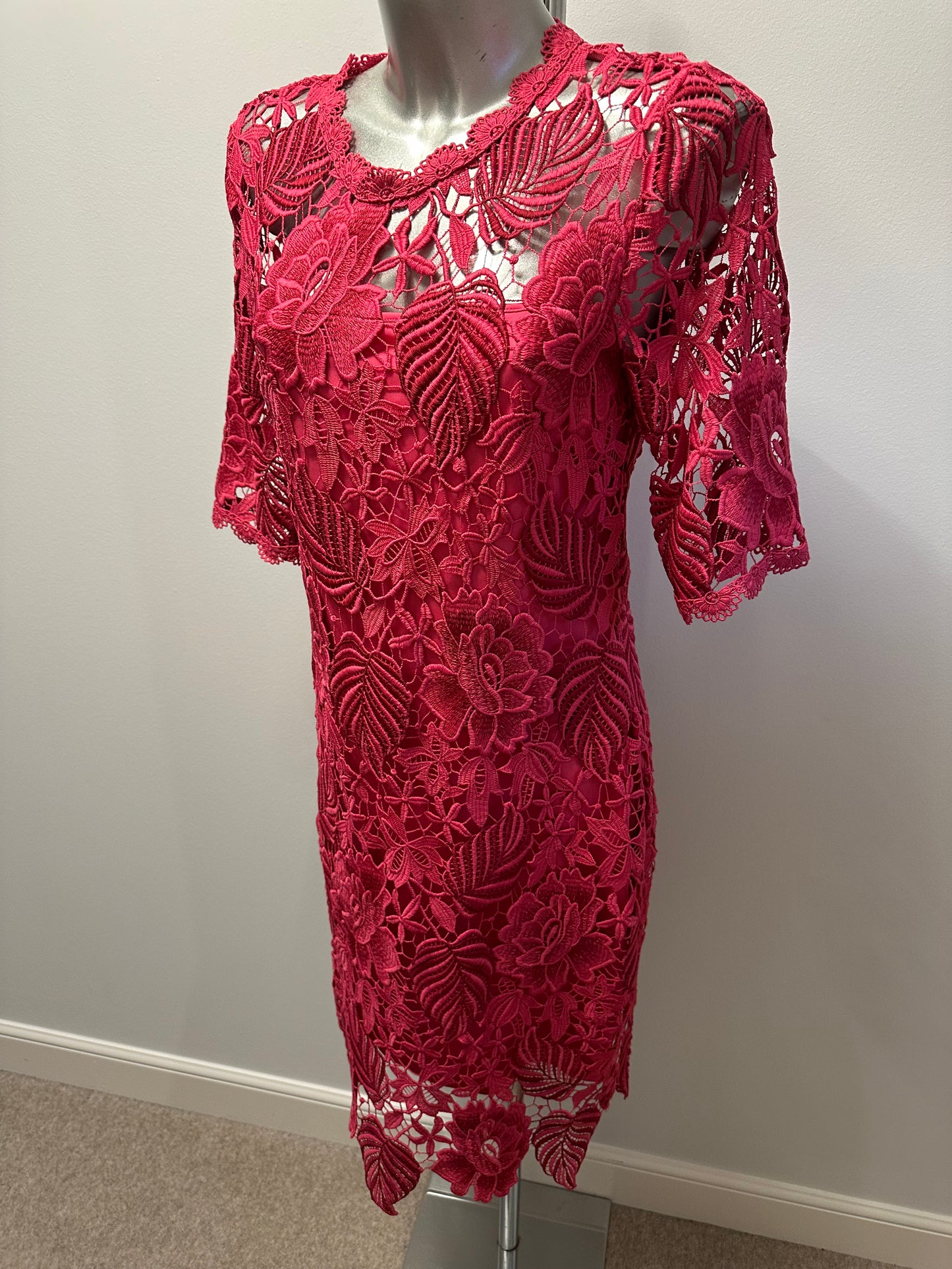 M&co boutique pink lace dress size 12