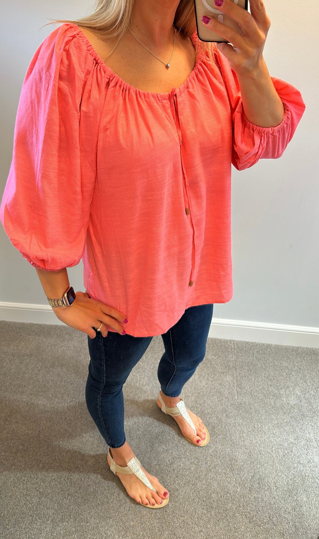 River island pink top size M would fit upto size 16
