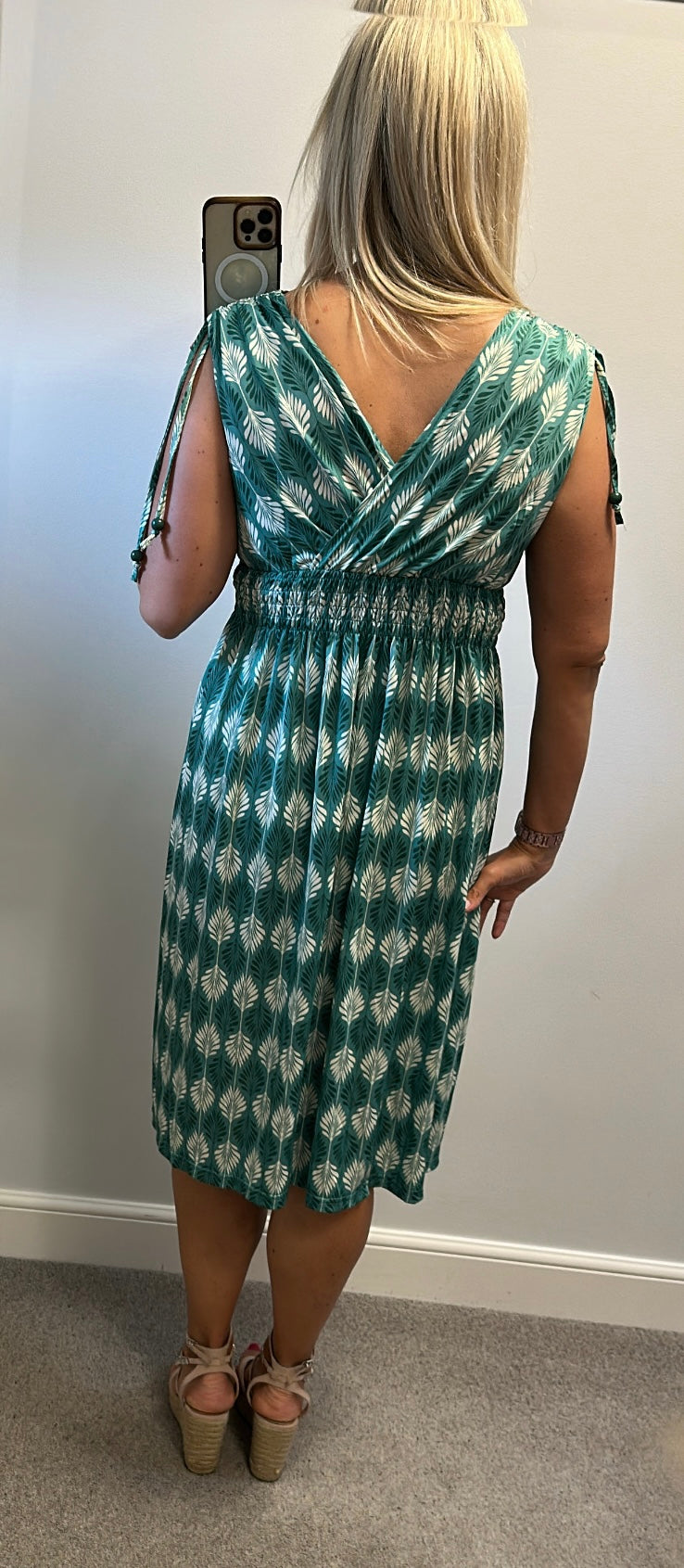 Green floral print dress one size fitting upto size 14