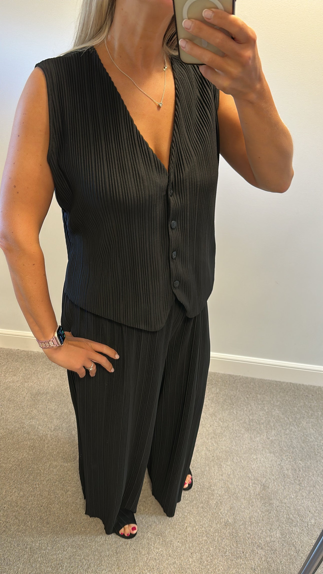 F&F Black pleated waistcoat and trouser set size 16
