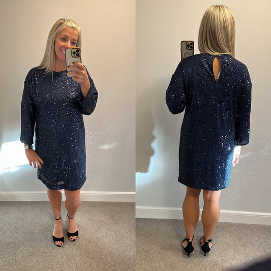 In other words navy sequin dress size 16 brand new with tags