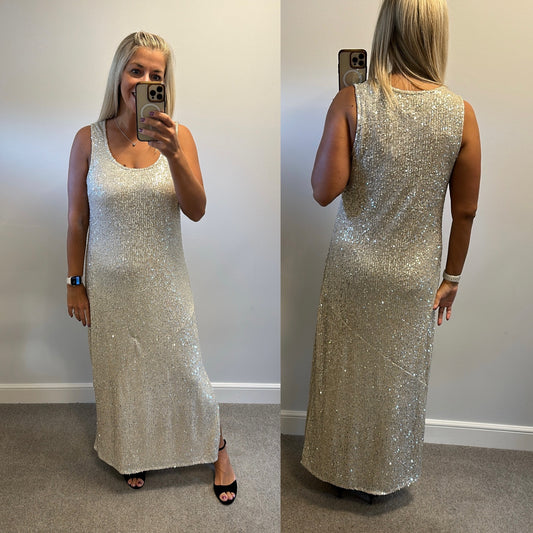 River Island long sequin dress size 14 brand new with tags