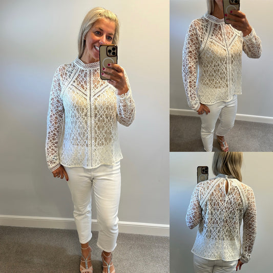 Monsoon ivory lace top size M would fit upto size 14 brand new with tags
