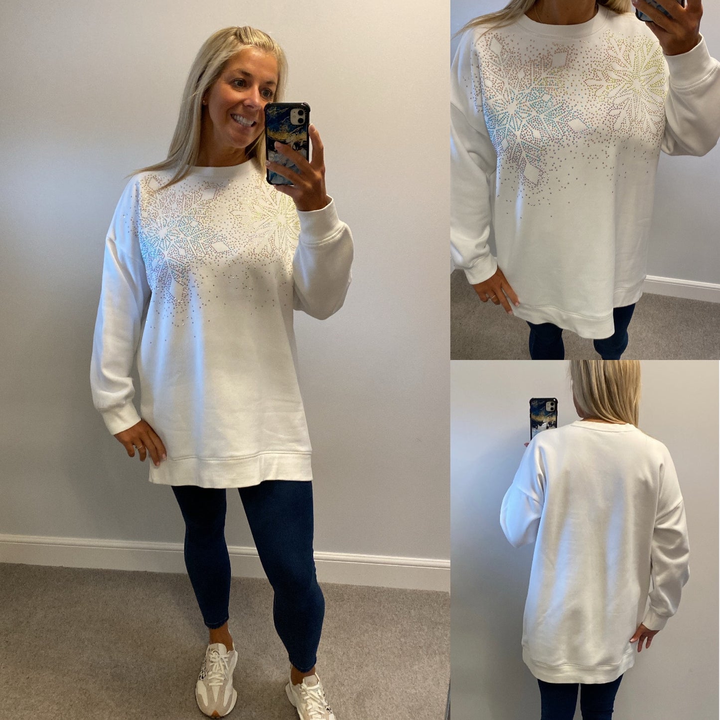 Next white embellished jumper size L would fit upto size 18