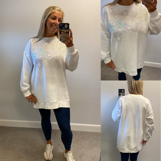 Next white embellished jumper size L would fit upto size 18
