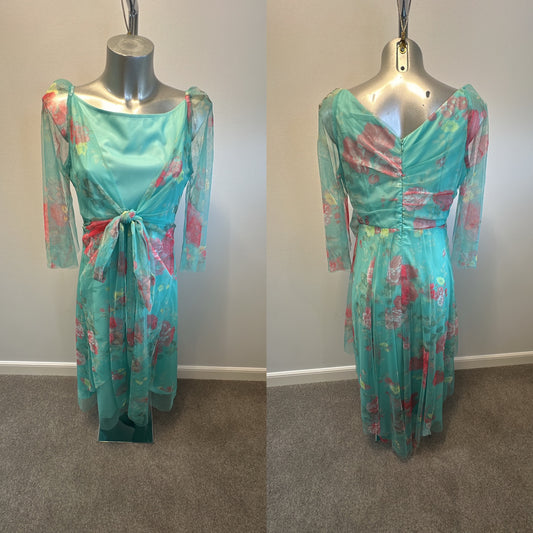 Turquoise floral dress size M would fit upto size 12