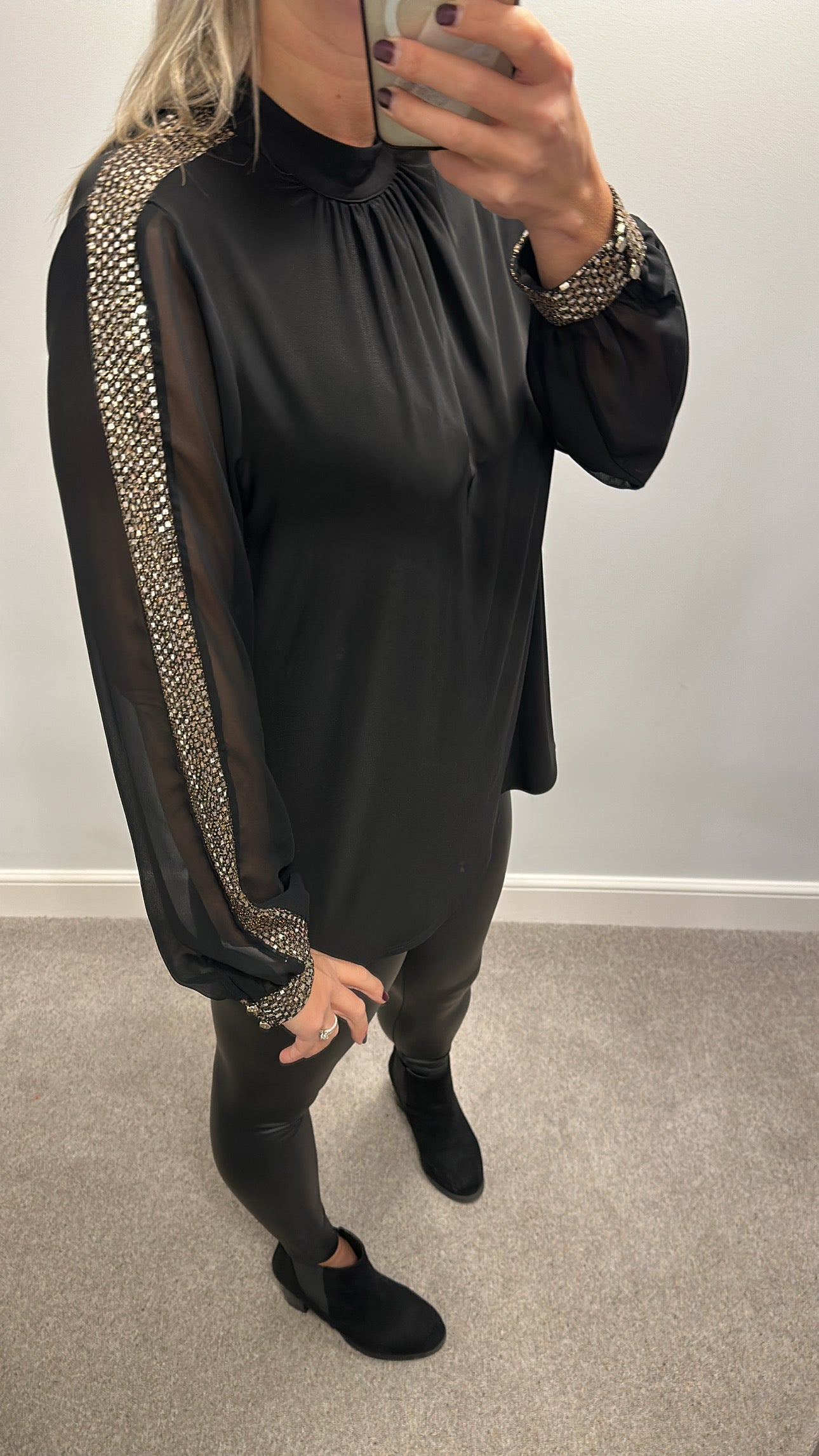 M&Co black and gold top size 16