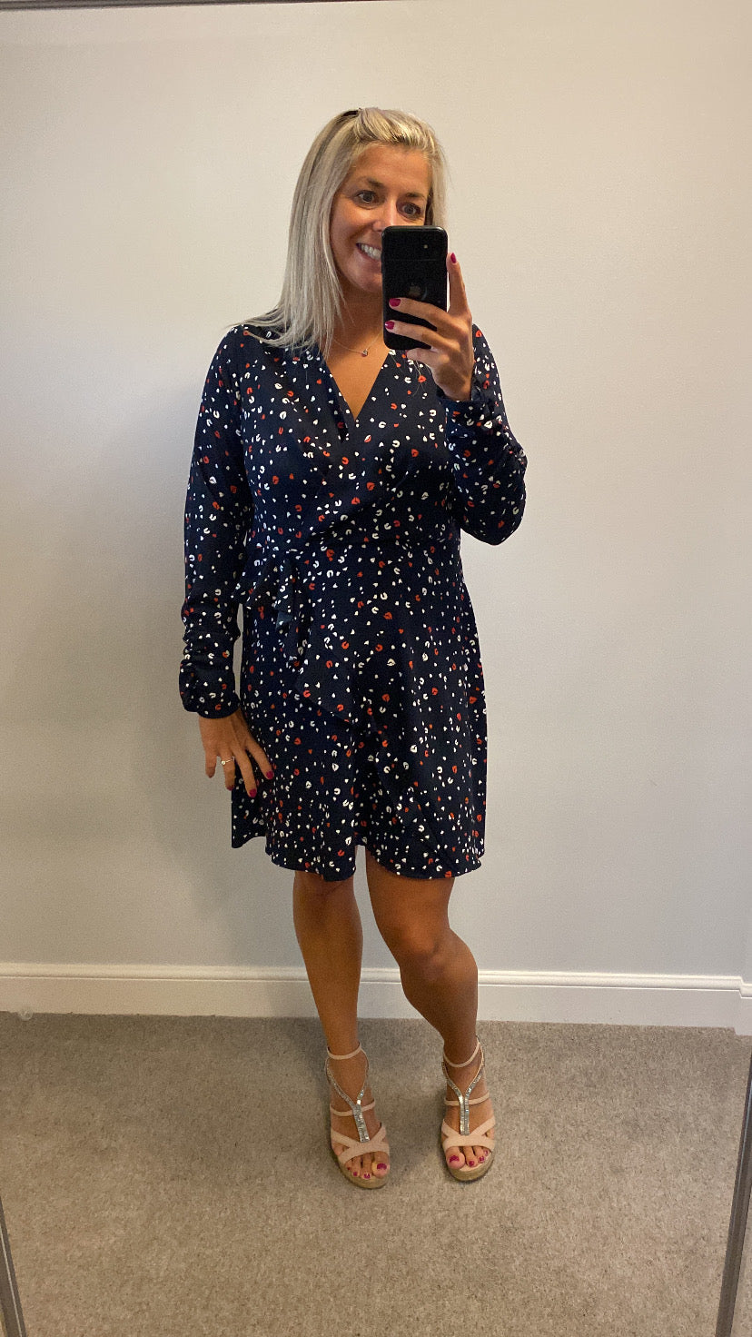 Dorothy Perkins navy print dress size 14 brand new with tags