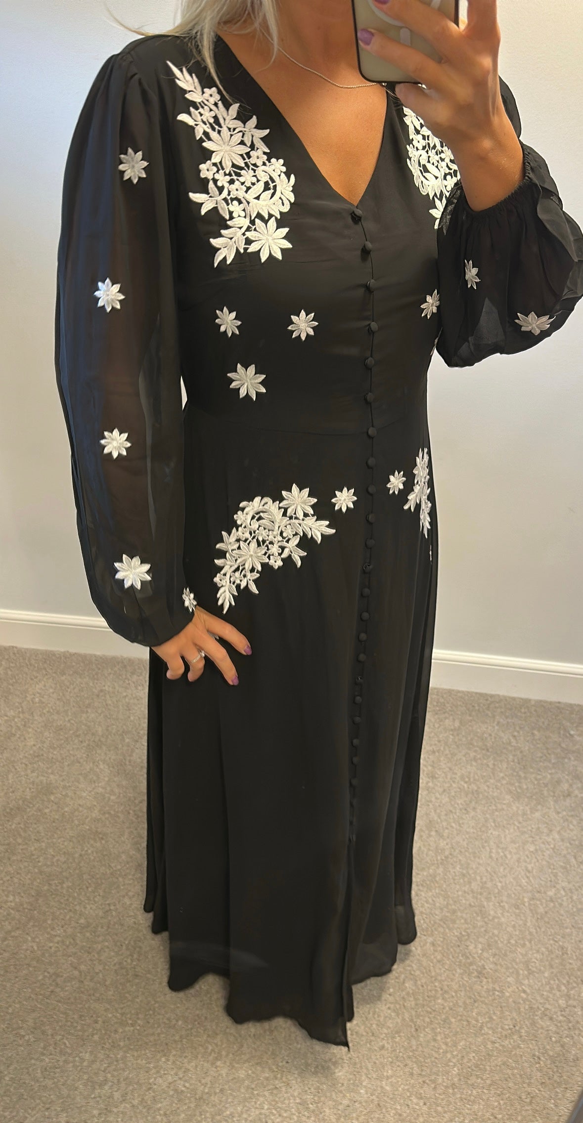 The collection black and white embroidered flower dress size 14