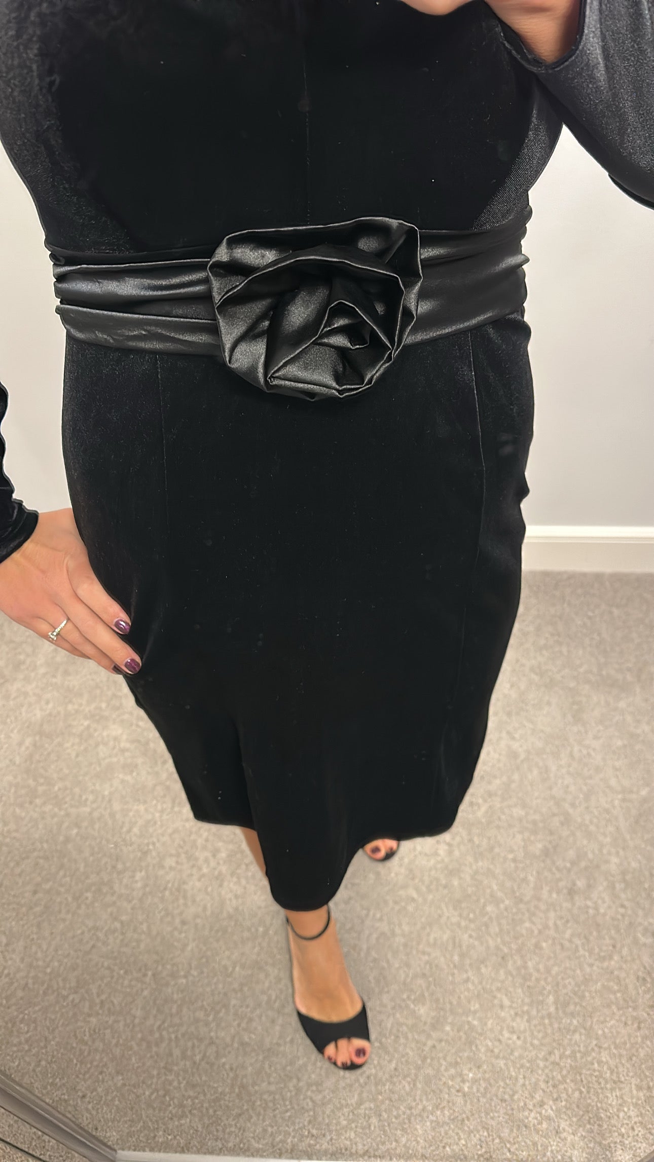 Monsoon black velvet dress size 10