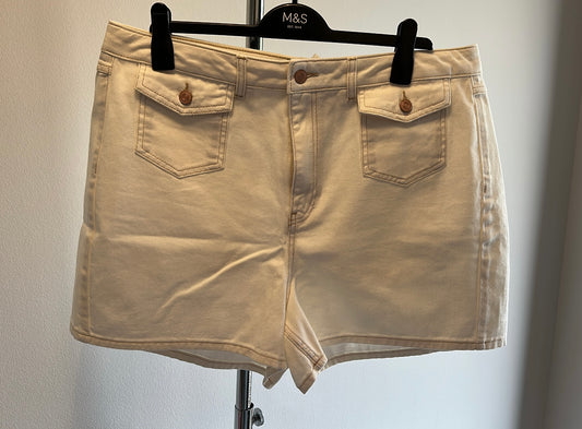 Next cream cotton denim shorts size 18 brand new with tags