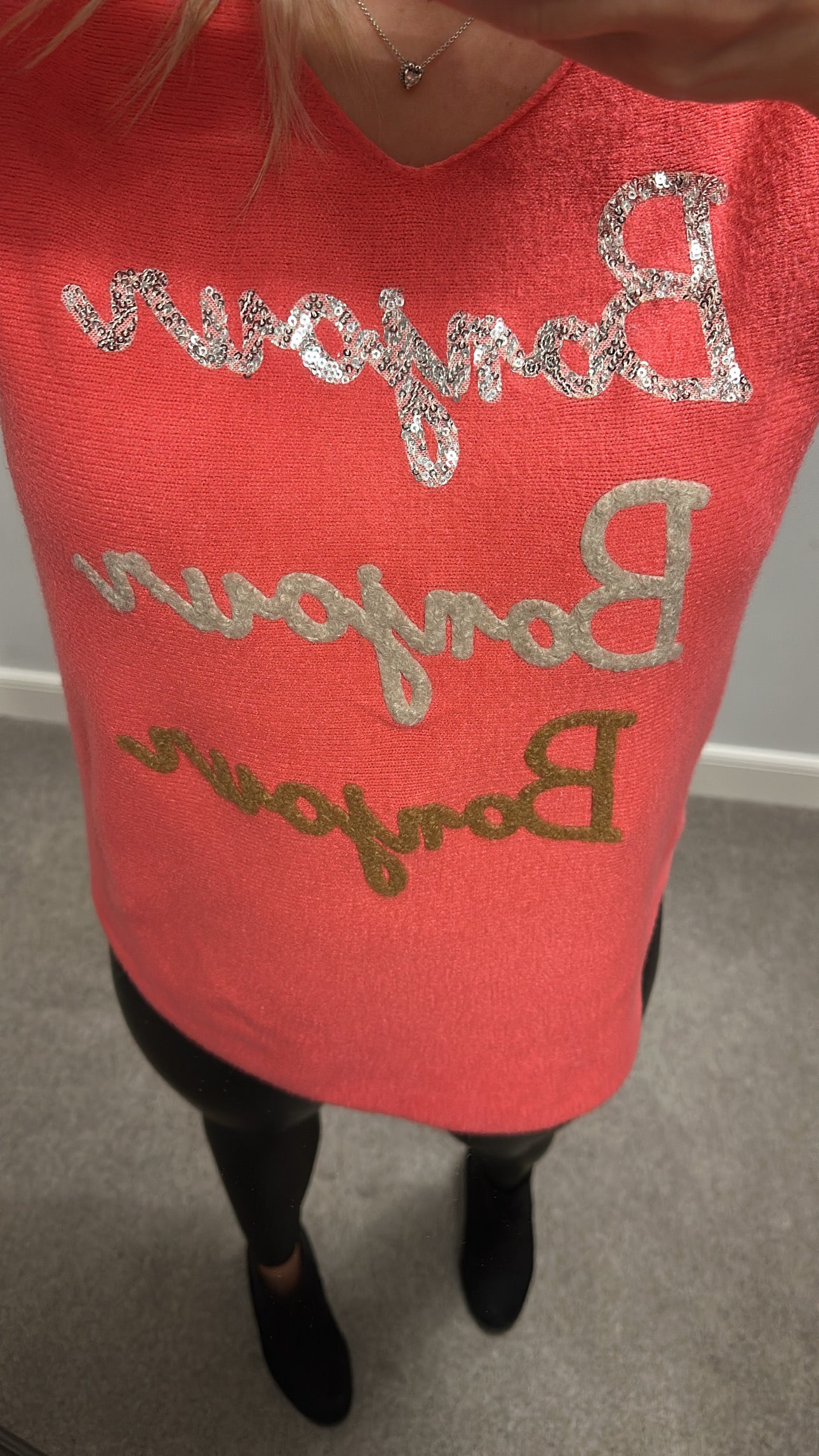 Bonjour coral jumper one size fitting upto size 16