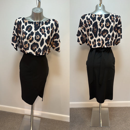 Malaby black animal print dress size S (8-10)