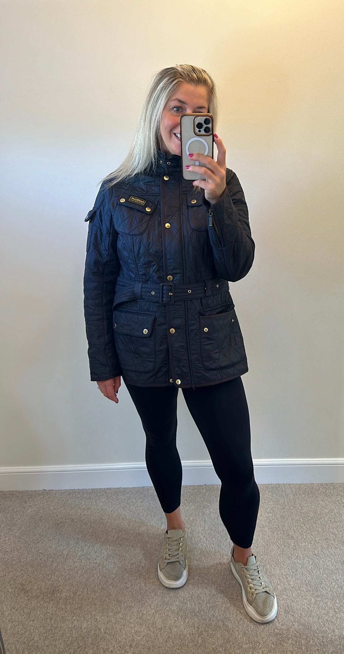 Barbour black quilted jacket size 16