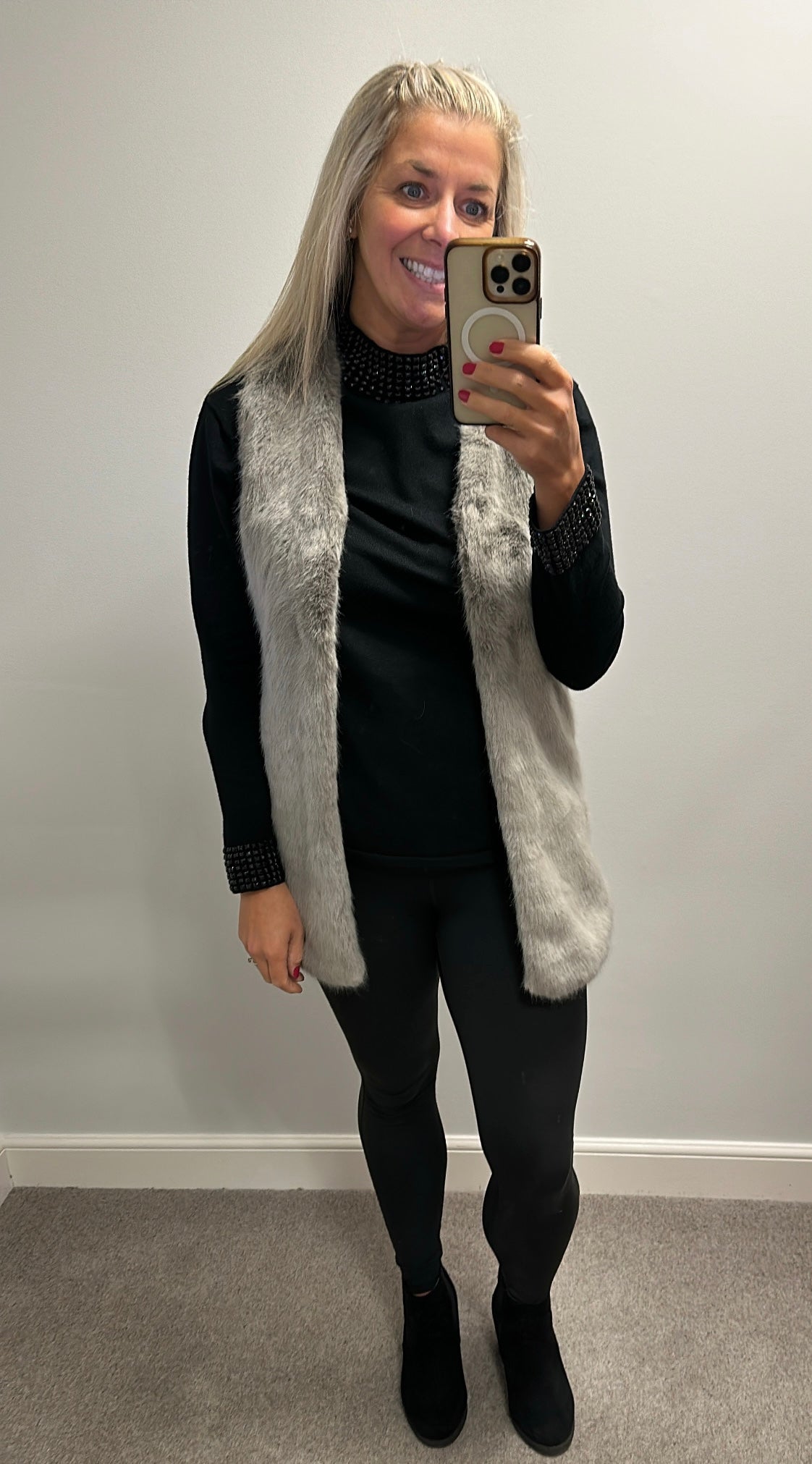 New look grey faux fur gilet