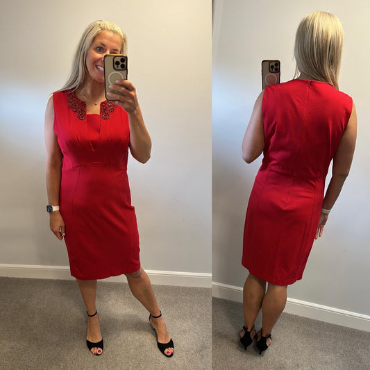 Ted Baker red embellished dress size 16