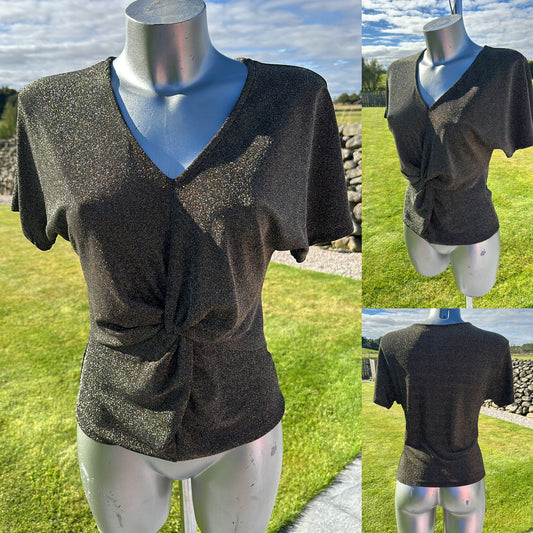 M&S collection black / gold shimmer top size S (fit upto size 10)