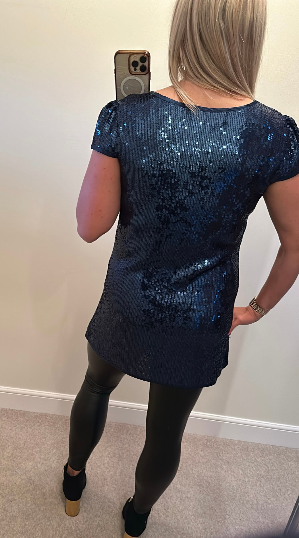 Next navy sequin top / mini dress size 16