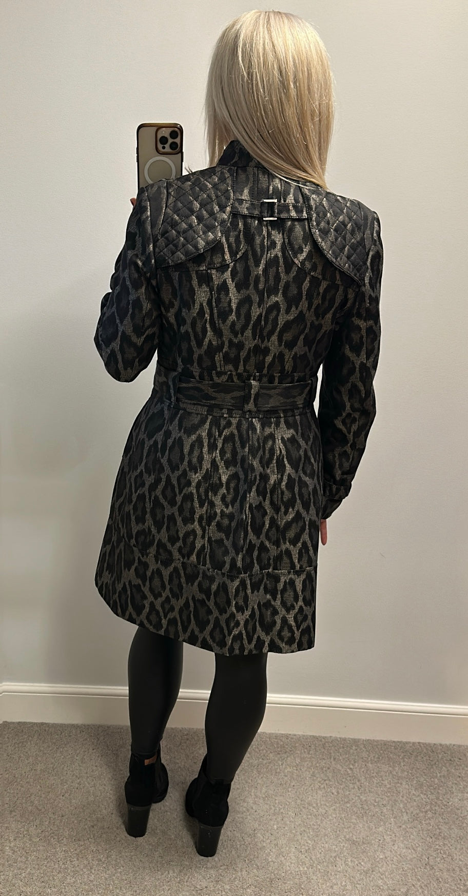 Karen Millen animal print belted coat size 16