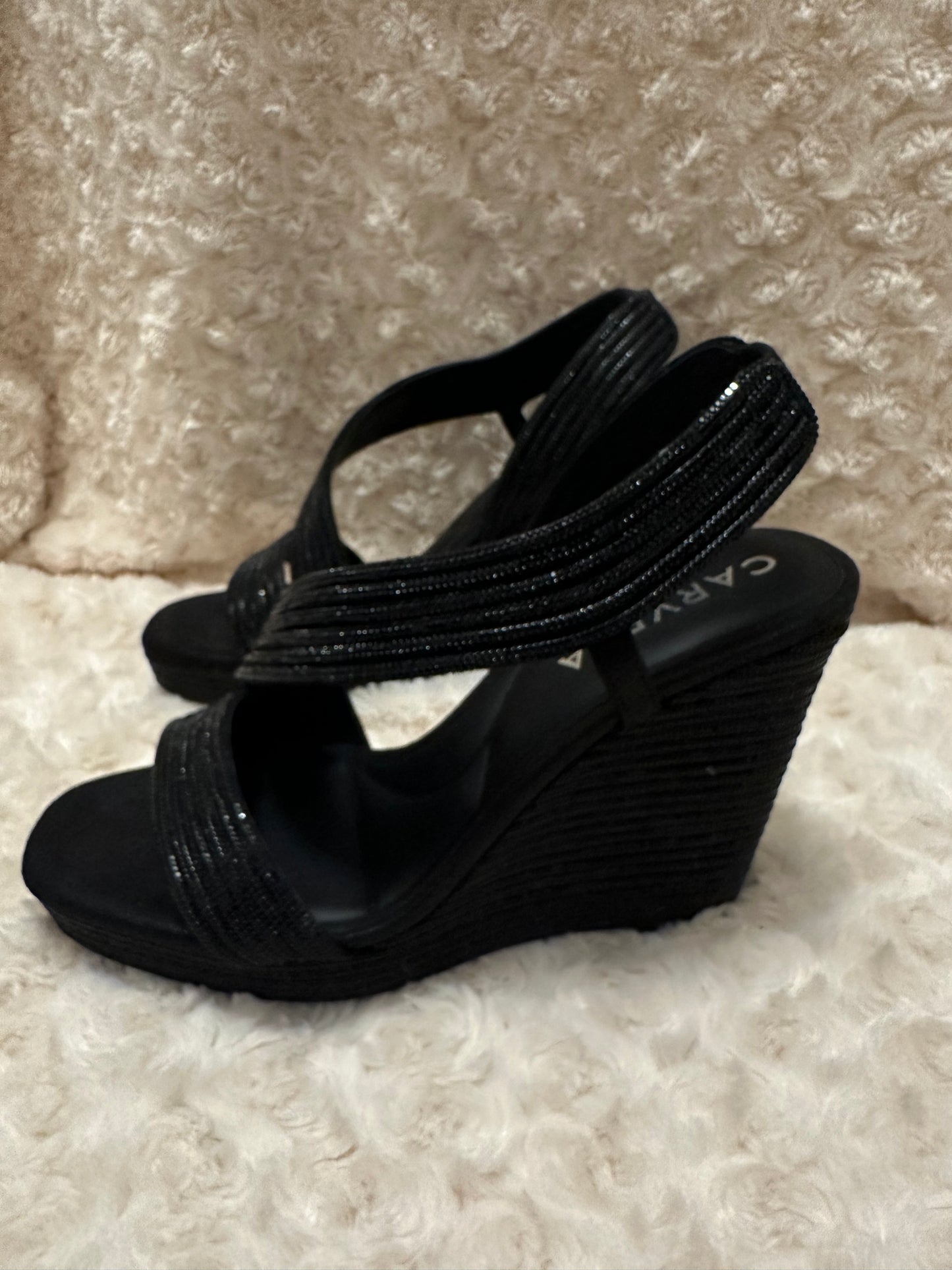 Carvela black sparkly wedges size UK 6
