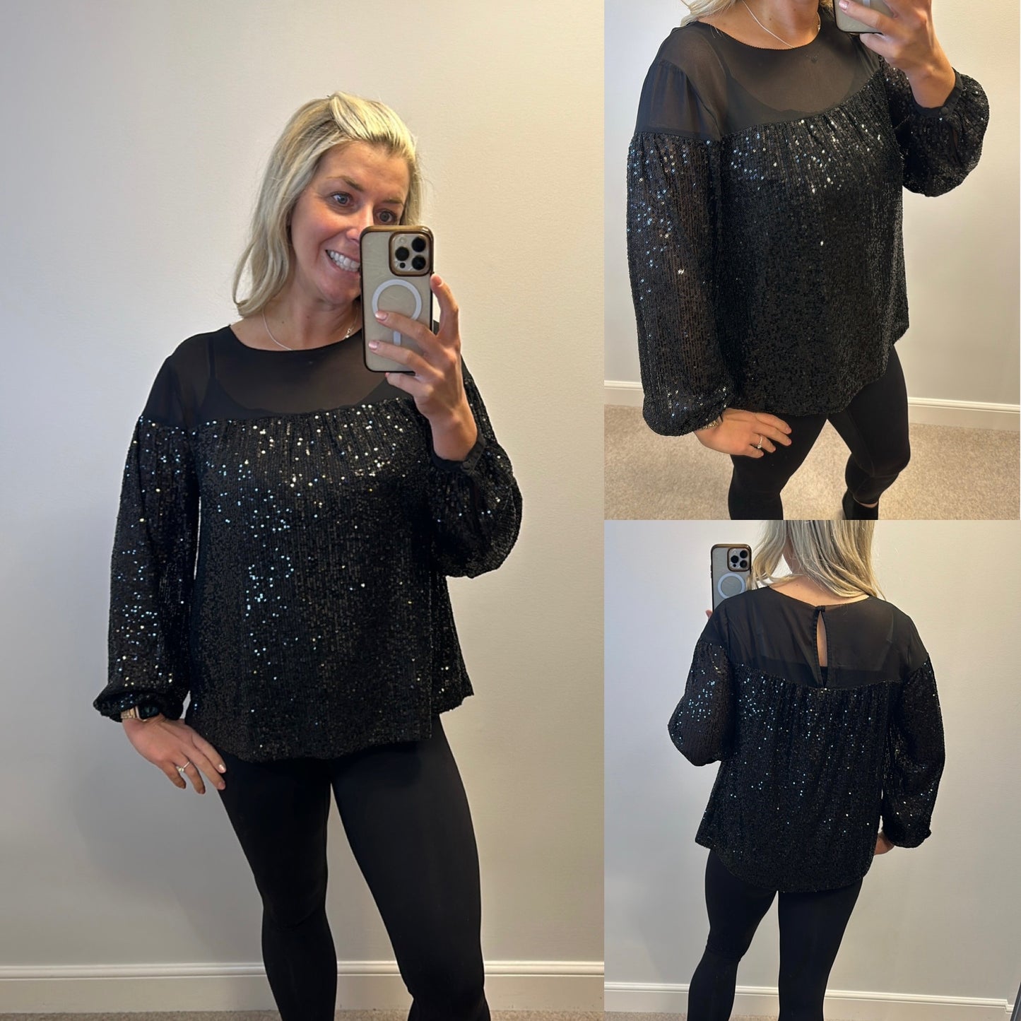 Next Black sequin top size 16 petite