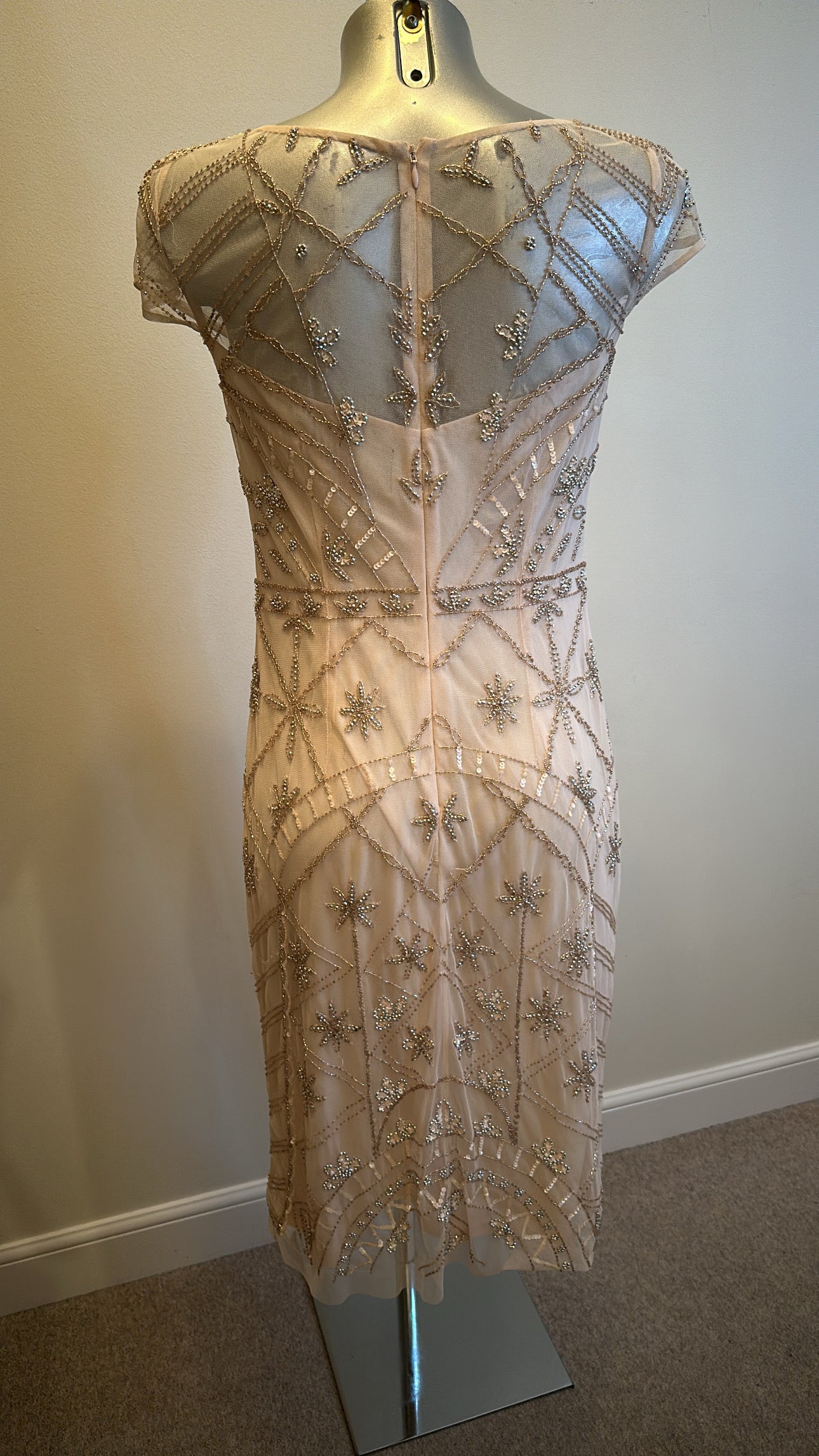 Adrianna Papell blush sequin embellished dress size 10