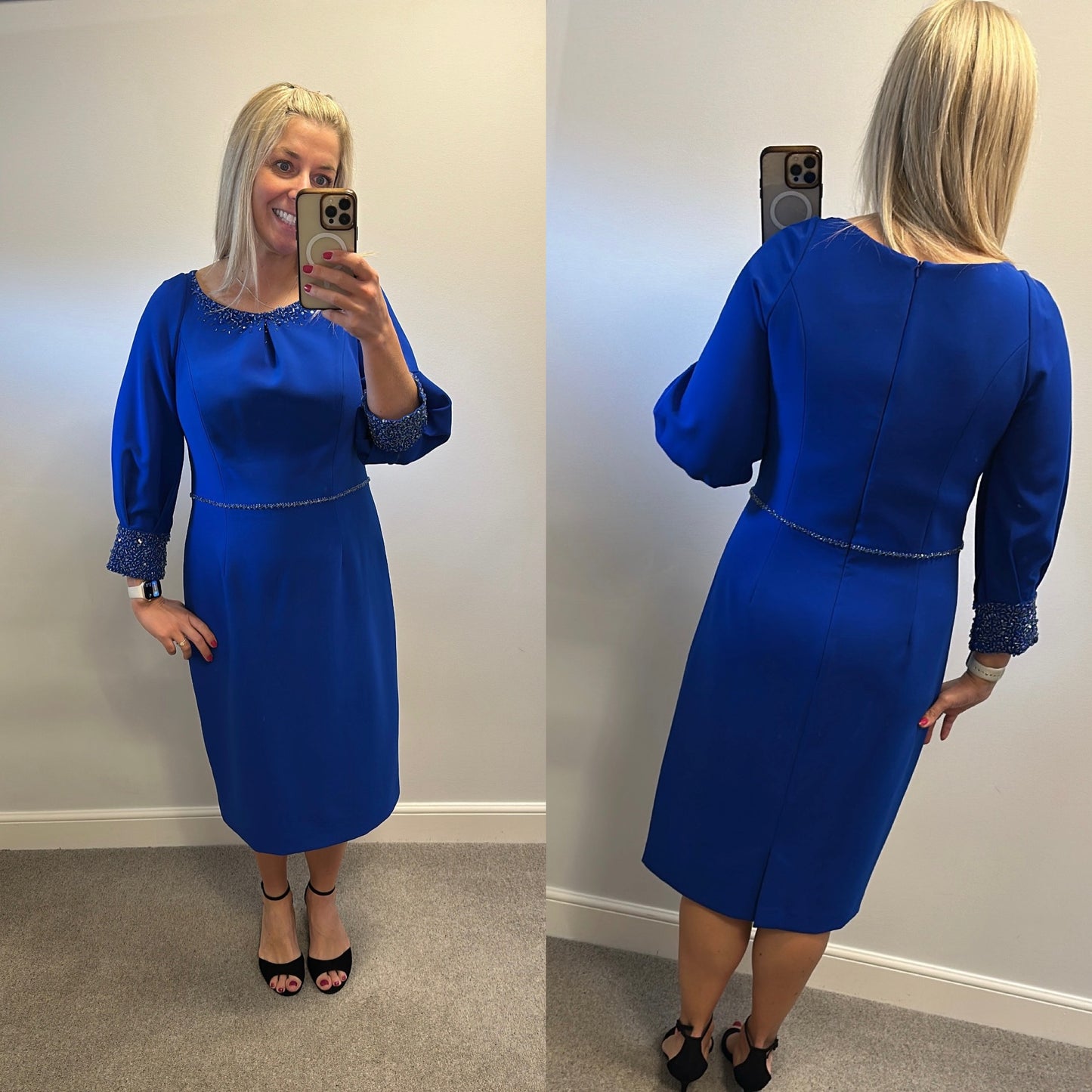 John Charles cobalt blue embellished dress size 16