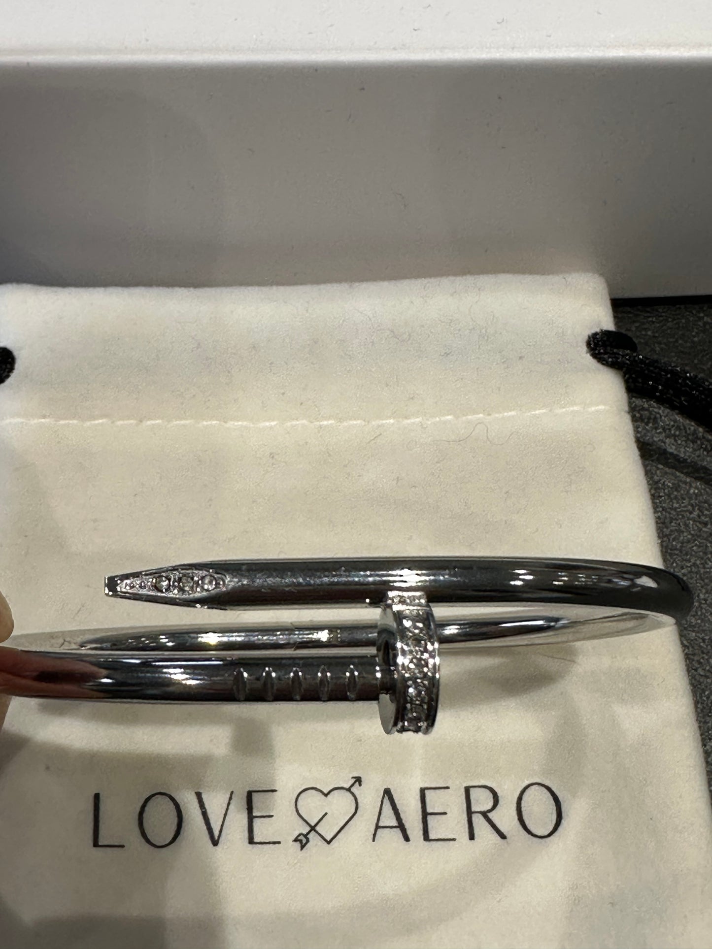 Love aero nail cuff rhinestone silver bracelet brand new without tags