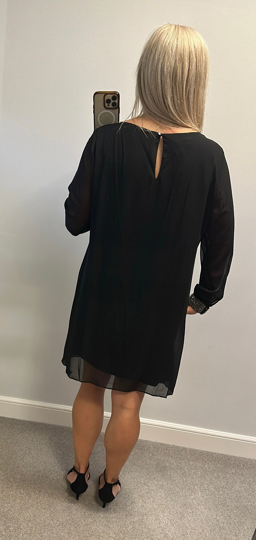 Wallis black dress with embellished cuff size 18 petite