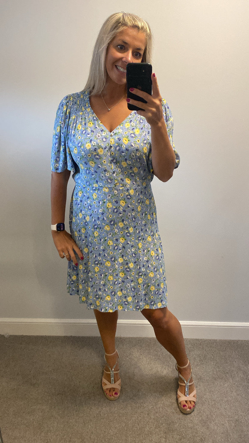 F&F blue floral dress size 16