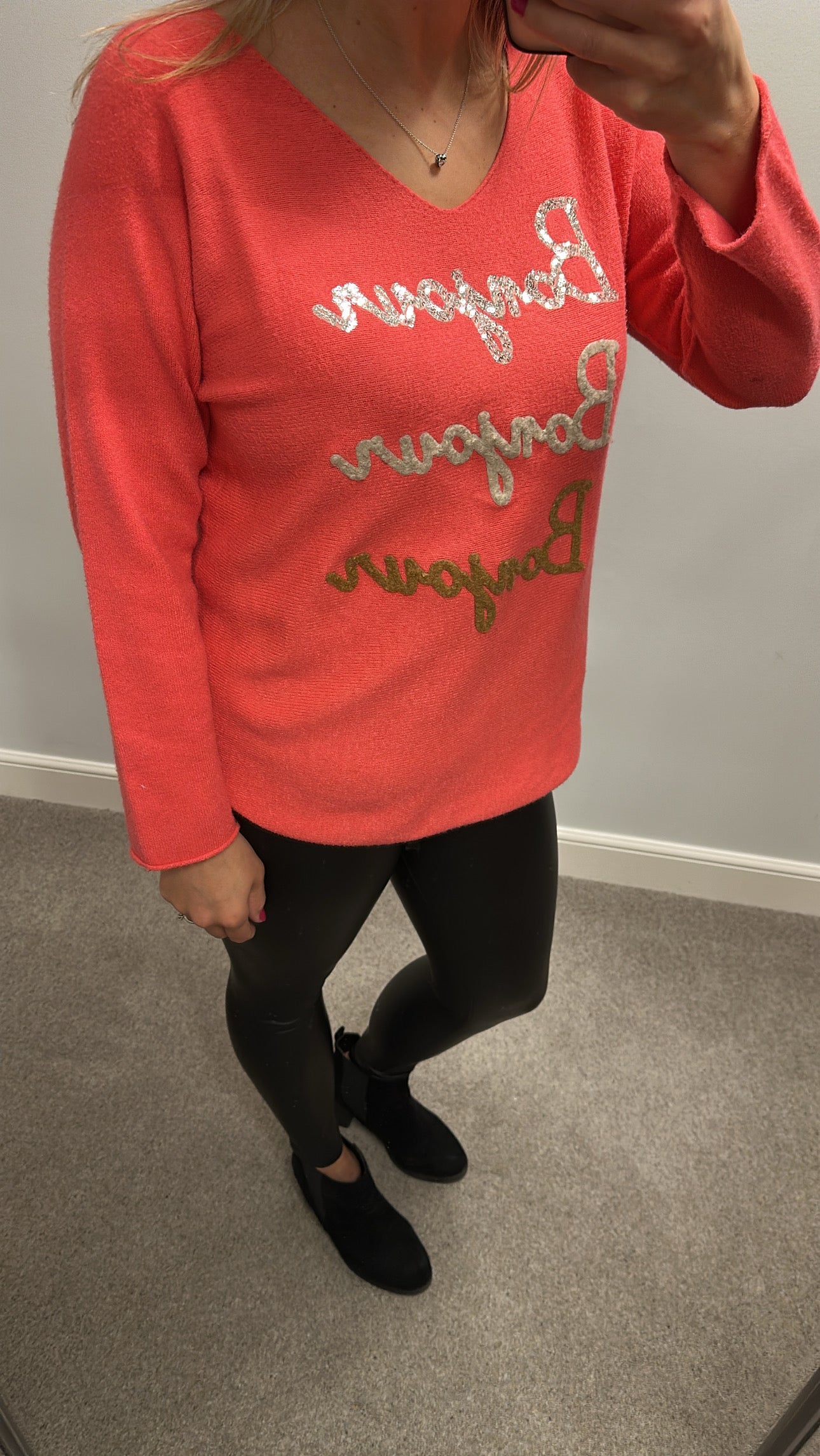 Bonjour coral jumper one size fitting upto size 16