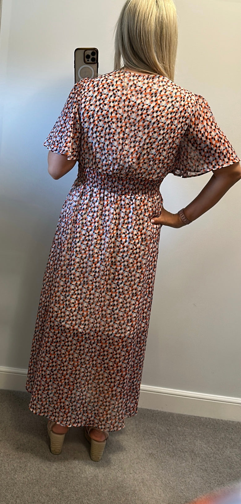Stella Morgan orange print maxi dress size 10