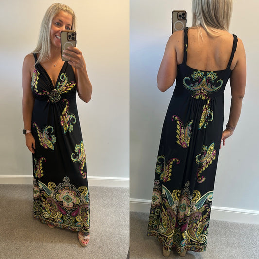 Wallis black paisley print dress size 16