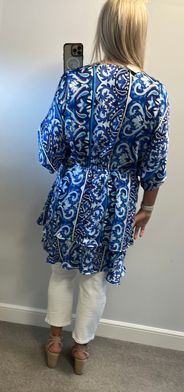 Lipsy blue paisley print dress size 18