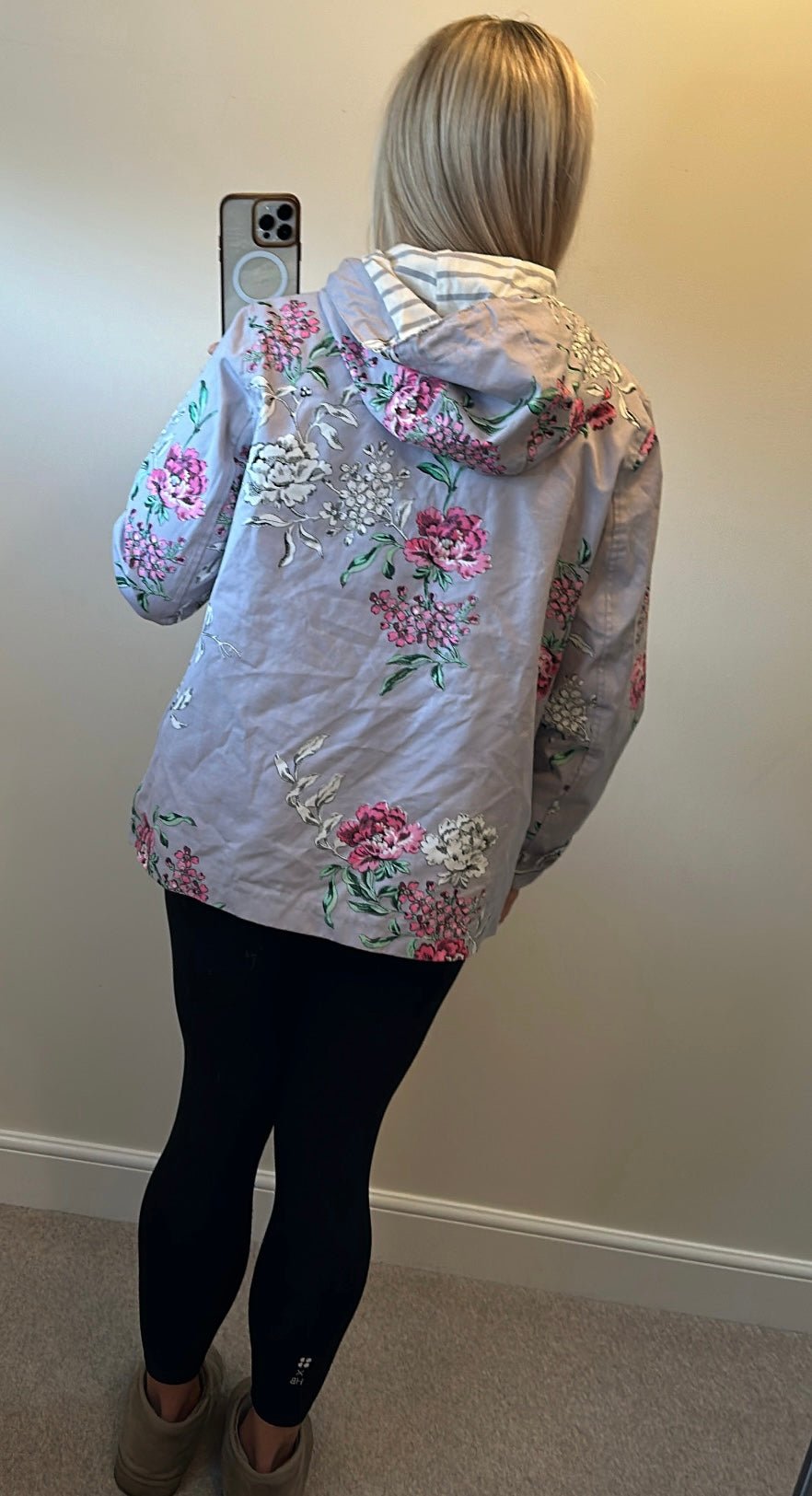 Joules grey floral waterproof jacket size 16